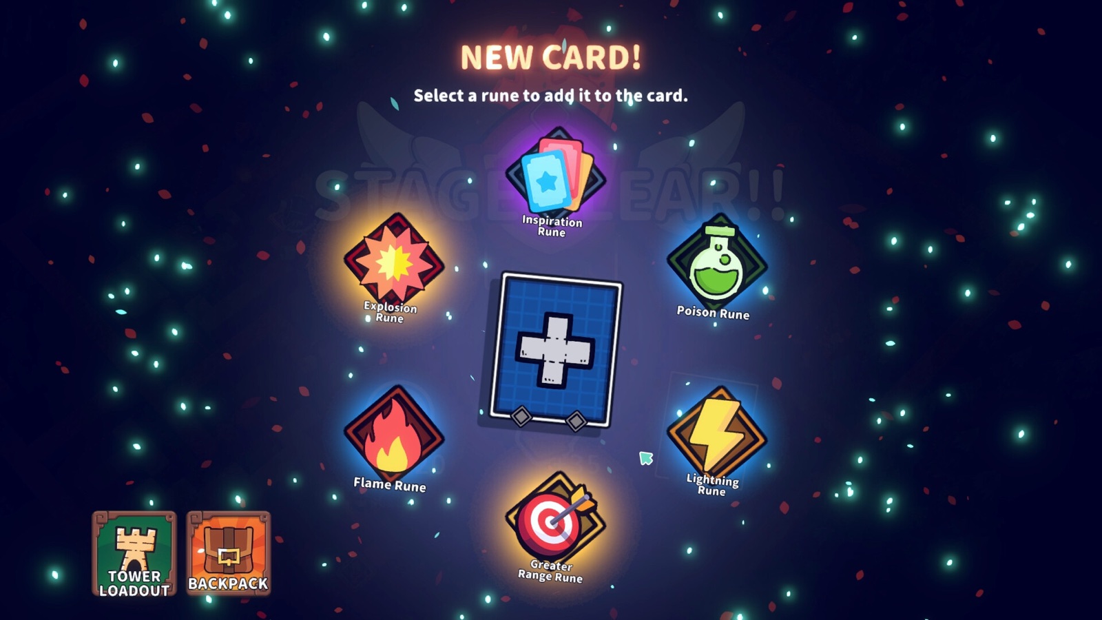 Three reward cards each binding a colored attribute to a block shape